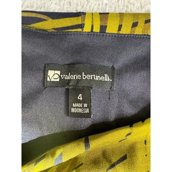 Valerie Bertinelli Womens Leaf Print Dress NWT Size 4 Green & Black Stretchy Wai - Picture 8 of 15